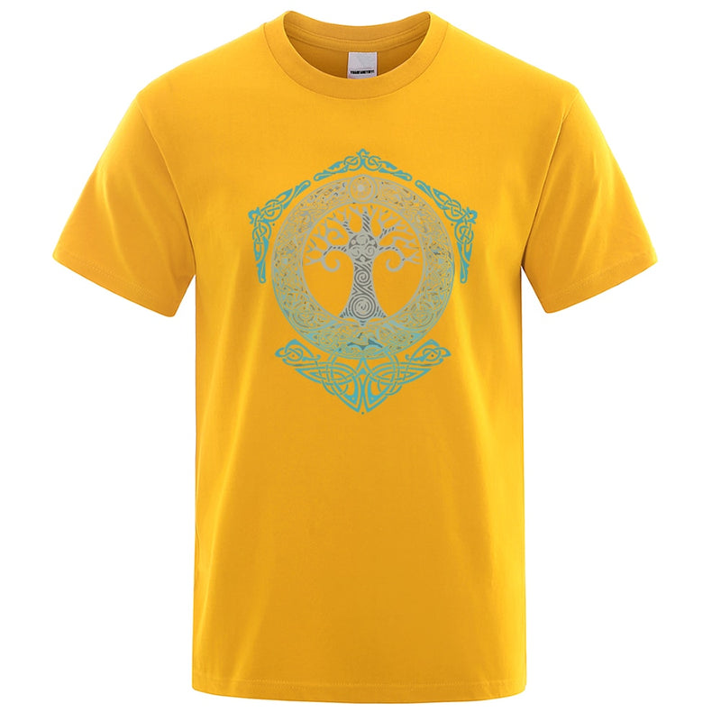 Yggdrasil T-Shirt Weltbaum Männer Tops Modemuster T-Shirt 2022 Sommer Marke T-Shirt Odin Aesir Nordische Mythologie Herren T-Shirt