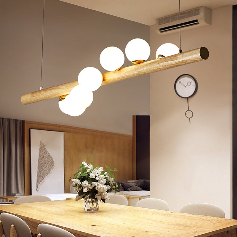 Restaurant Light Lamp Hanging Lamps Lights For Dining Room Nordic Wood Modern Pendant Light Dining kitchen Island Lighting