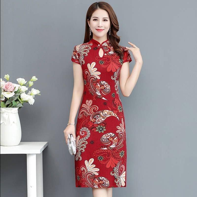 Woman Chinese Cheongsam Vintage Qipao Dress Retro Short Sleeve Oriental Traditional Lady Elegant Wedding Party Dresses 2022 New