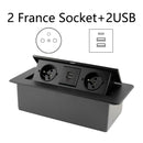 Desktop-Steckdose Tischsteckdose 2 3 DE EU FR-Steckdose mit USB-Aufladung Langsame Pop-up-Abdeckung aus schwarzer silberner Aluminiumlegierung für Besprechungsräume