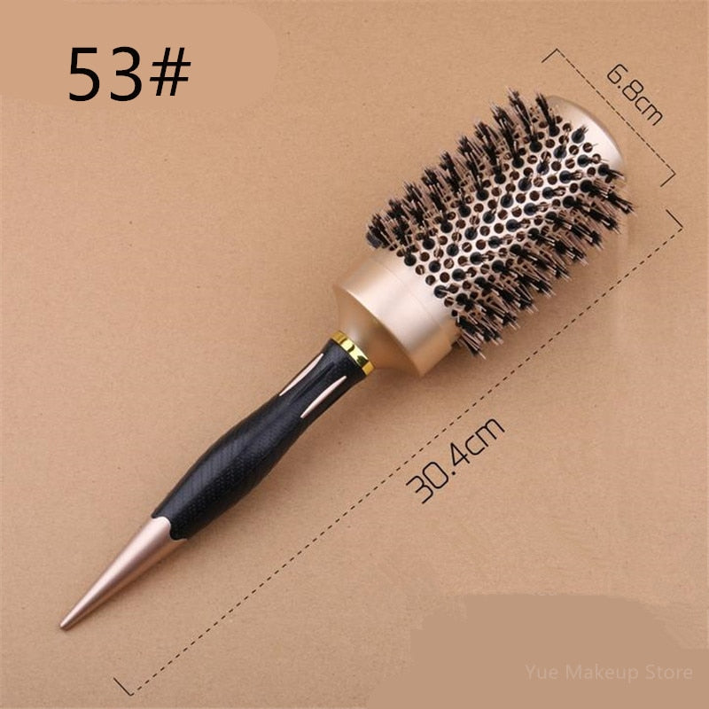 Professional 4 Sizes Round Hair Comb Curling Hair Brushes Comb Ceramic Iron Barrel Comb Hairdressing Styling Tools Wholesale 30#