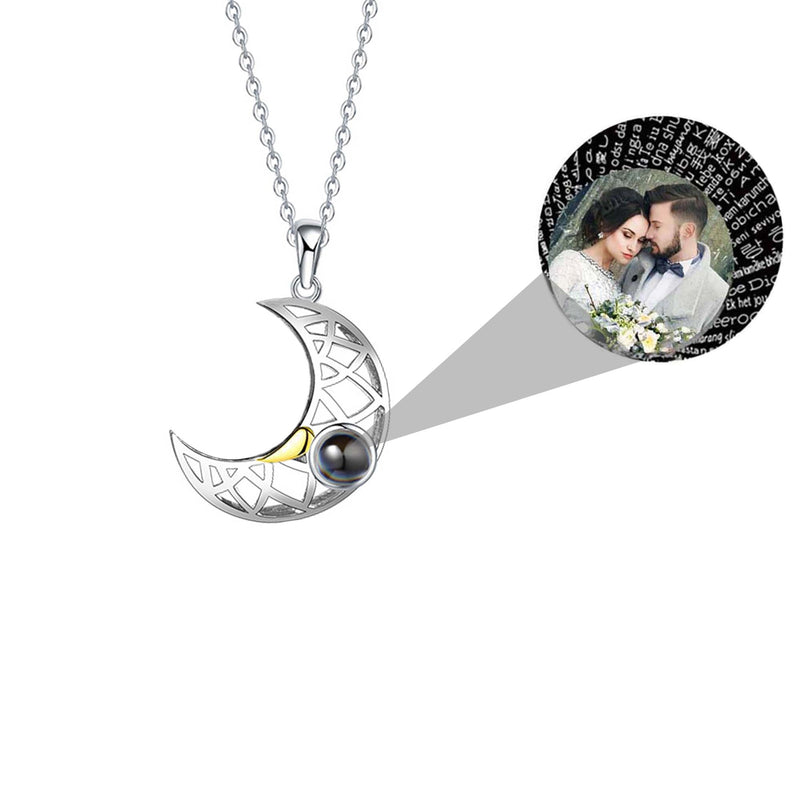 Sonne Mond Form Paar Personalisierte Halsketten Hochzeit Geburtstag Schmuck 100 Sprachen Ich liebe dich Projektion Anhänger Halskette Geschenke