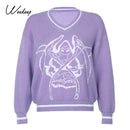 Weekeep Y2k ropa de calle con estampado elegante suéter de gran tamaño mujer Casual Otoño Invierno jersey de punto moda suelta jerseys de punto