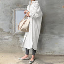 ZANZEA Frauen Herbst Sommerkleid Elegantes Langes Hemdkleid Revers Hals Langarm Solide Vestido Beiläufige Lose Arbeitskleider Robe Femme