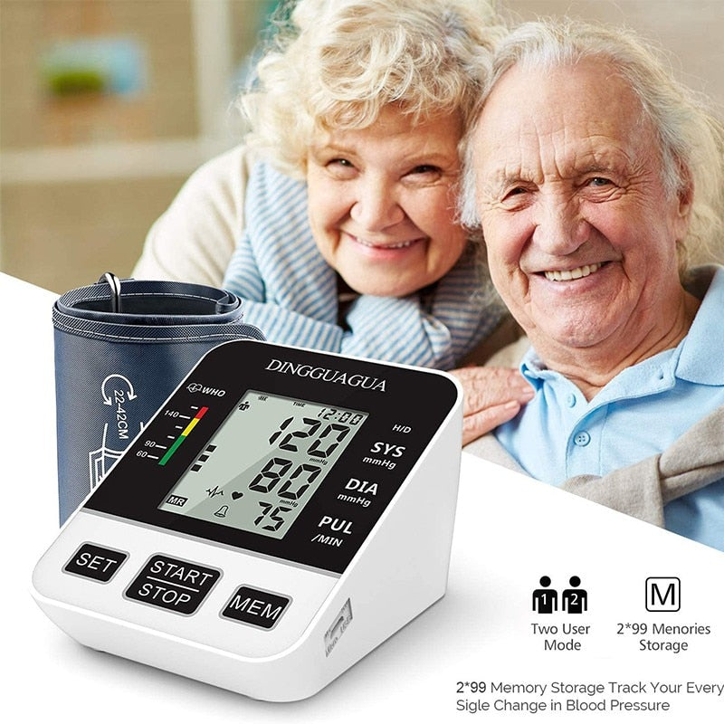 Blood Pressure Meter Monitor Upper Arm Automatic Digital Blood Pressure Monitor Cuff BP Machine Pulse Rate Monitoring Meter