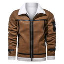 Eur/US Größe Mens Casual Faux Pelz Lederjacke Motorrad PU Mäntel Winter Oberbekleidung Männer Pelzkragen Jacken Männliche Marke Kleidung