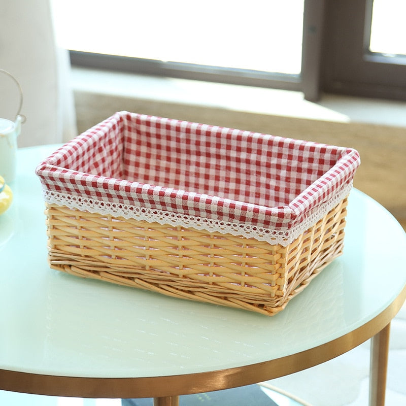 4 Sizes Handmade Rattan Storage Baskets Household Items Snacks Fruit Debris Laundry Finishing Willow Storage Basket