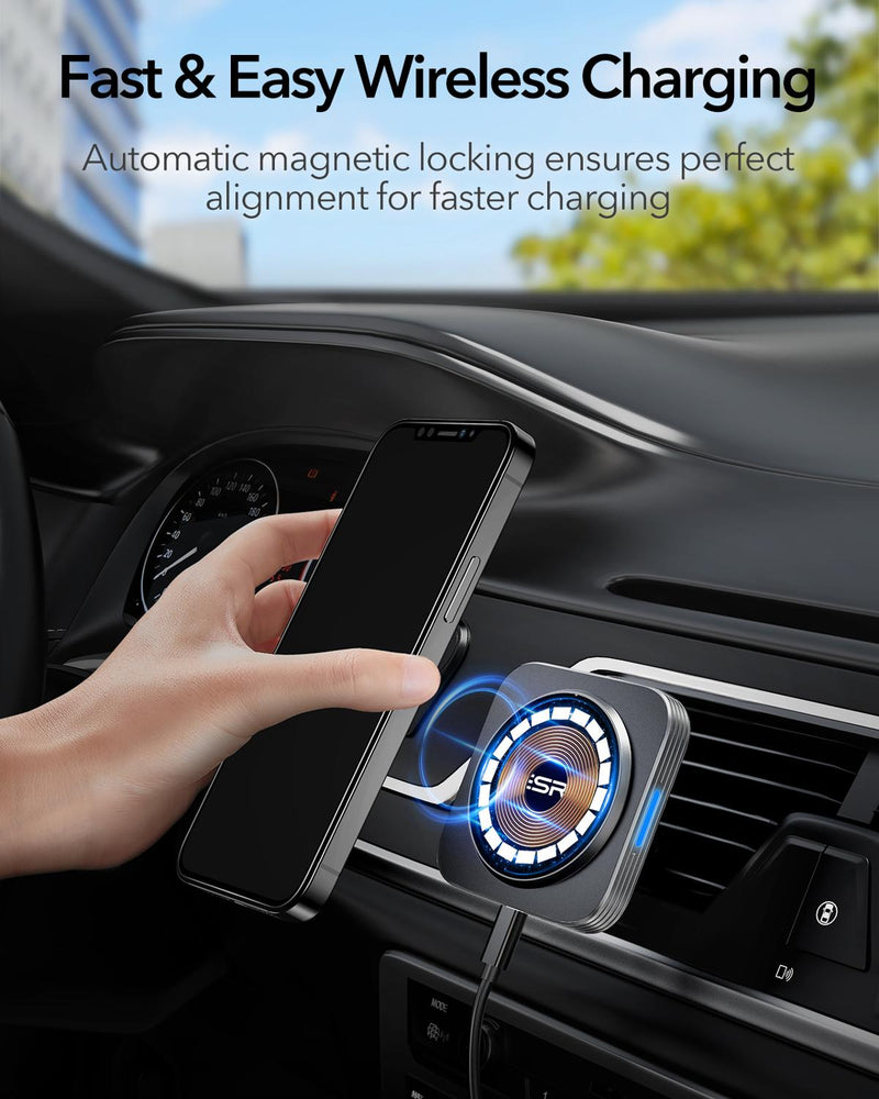 ESR Magnetic Car Phone Holder in Car Holder for iPhone 13 Pro Max HaloLock 15W Charger Car Wireless Chargers for iPhone 12 Mount