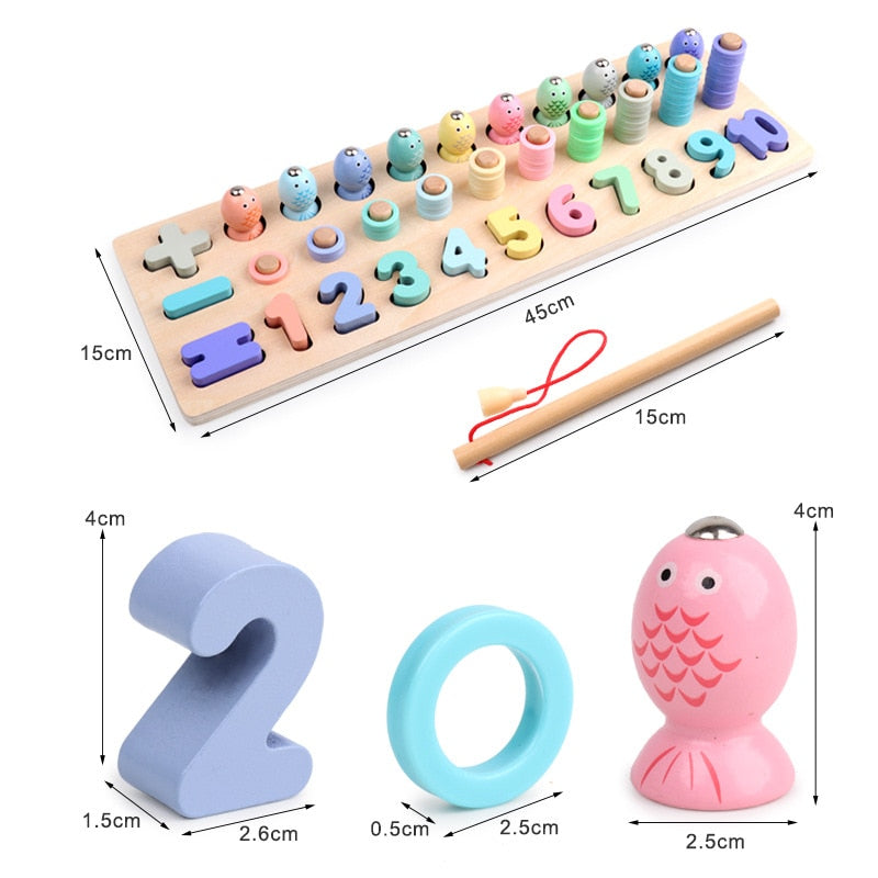 Montessori Early Childhood Education Puzzle Macaron Number Operation Fishing Game Multifunctional Logarithmic Board Math Toys