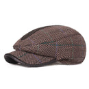 Gorro plano de Tweed de lana de invierno para hombre, gorras de vendedor de periódicos a cuadros grandes, gorro de hiedra cálido para otoño e invierno, conductor de taxista, Retro, Vintage, padre, Boina BLM280