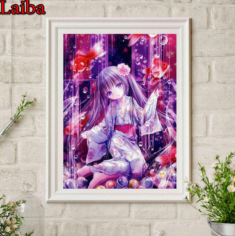 Manga japonesa Moe Anime Girls mosaico de diamantes cuadrado completo bordado de diamantes 5d diy pintura de diamantes taladro redondo 2020 mejor regalo