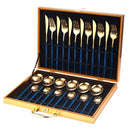 24-teiliges Gold-Geschirr-Set, Edelstahl-Geschirr-Set, Messer, Gabel, Löffel, Luxus-Besteck, Geschenkbox, Besteck, spülmaschinenfest