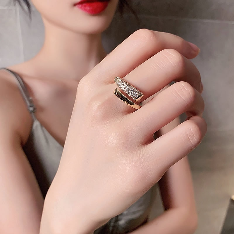 2020 new creative design zircon metal opening Ring for woman fashion luxury jewelry sexy party girl&