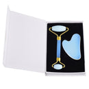 Opal-Jade-Massagerolle, Gouache-Schaber-Set, natürliches Gouache-Stein-Gesichtslifting-Werkzeug, Massagegerät für Gesichts-Gua Sha, Anti-Falten