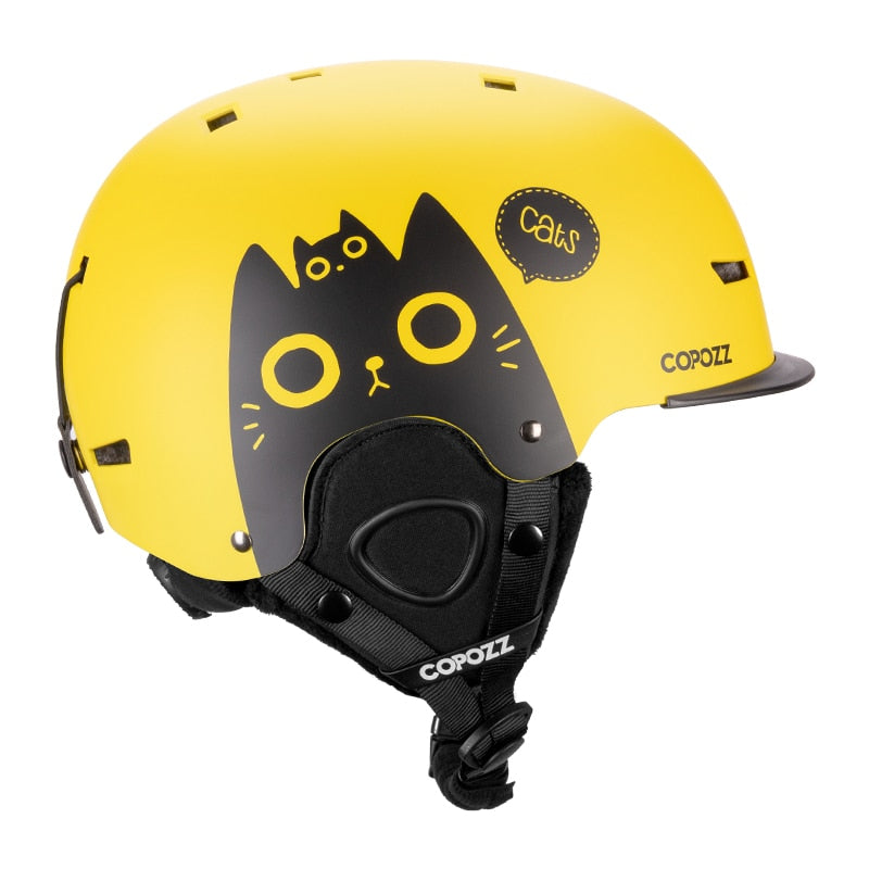 Casco de esquí COPOZZ de dibujos animados para niños, casco de Snowboard de protección para deportes al aire libre moldeado integralmente, equipo de esquí para mujeres