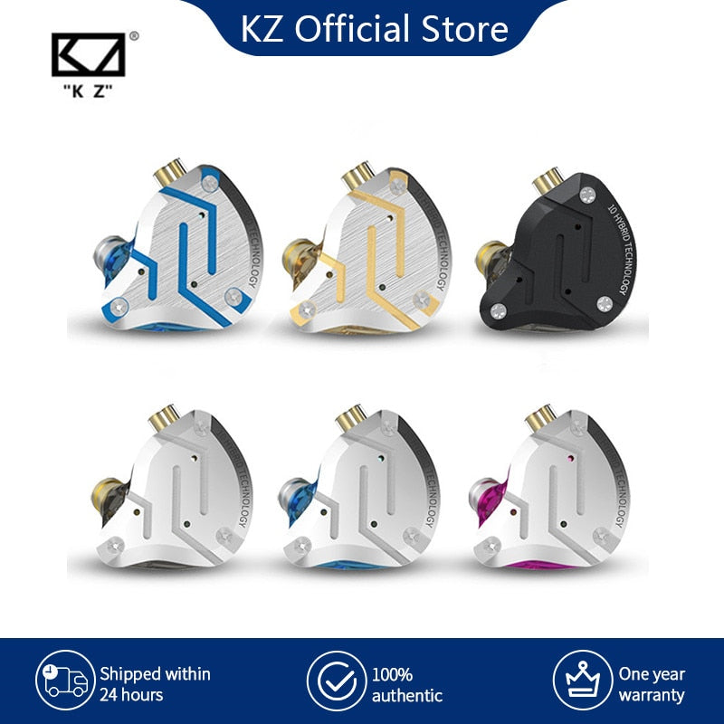 KZ ZS10 Pro Gold Auriculares 4BA + 1DD Hybrid 10 drivers HIFI Bass Auriculares In Ear Monitor Auriculares Cancelación de ruido Auriculares de metal