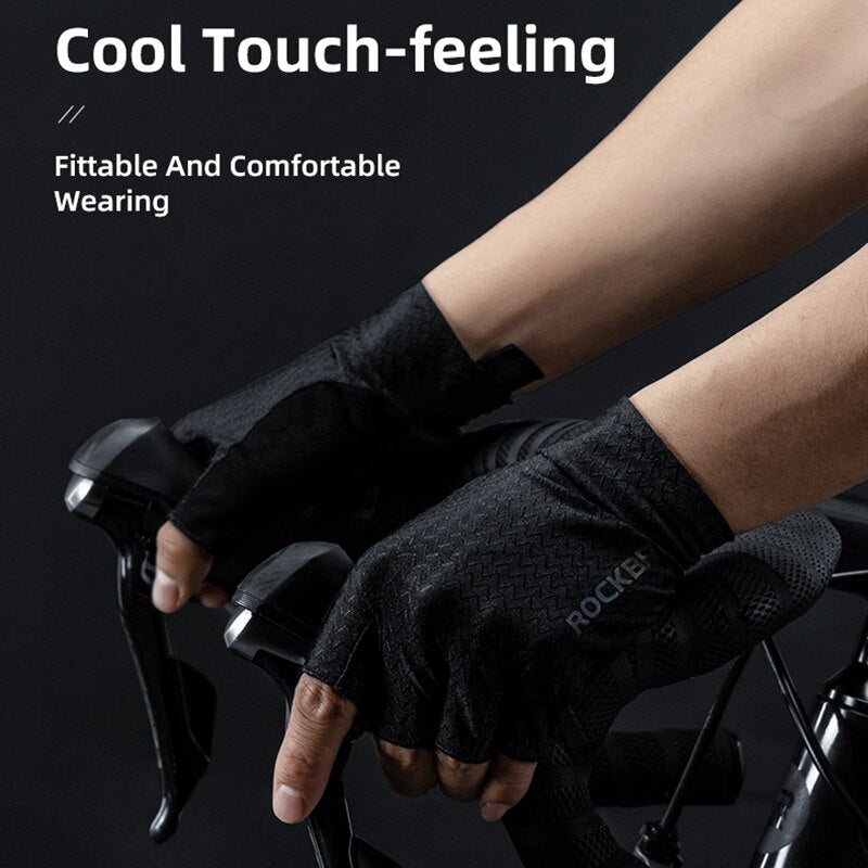 ROCKBROS Cycling Gloves Autumn Spring MTB Bike Gloves SBR Pad Half Finger Bicycle Goves Men Women Breathable Shockproof Gloves