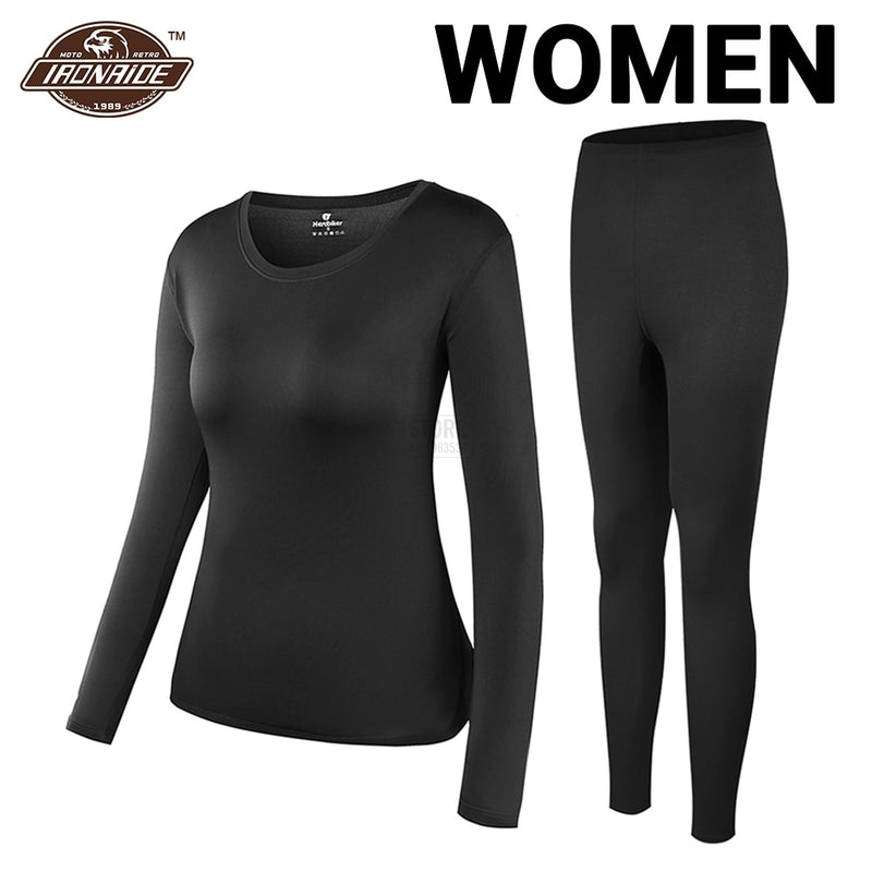 Herobiker Women Fleece Lined Thermal Underwear Set Winter Elastic Motorcycle Skiing Warm Long Johns Shirts &amp; Tops Bottom Suit