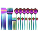 JANKNG 30-teiliges Schwarz-Gold-Geschirr-Set, Edelstahl-Besteck-Set, Kuchengabel, Löffel, Messer, Besteck, Geschirr-Set, Besteck-Set