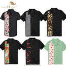 SISHION L-2XL Herrenhemd ST110 Kurzarm Schwarz Rot Rockabilly Baumwolle Lässige Bowlinghemden für Herren camisa masculina