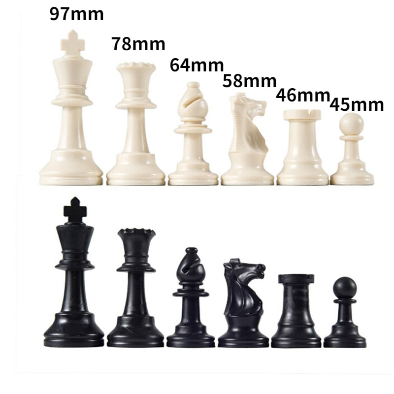 Hochwertiges Schachspiel King High 97 mm 77 mm 64 mm Ajedrez Mittelalterliches Schachspiel Kein Schachbrett 32 Schachfiguren Kinderspielzeug zum Spielen