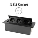 Desktop-Steckdose Tischsteckdose 2 3 DE EU FR-Steckdose mit USB-Aufladung Langsame Pop-up-Abdeckung aus schwarzer silberner Aluminiumlegierung für Besprechungsräume