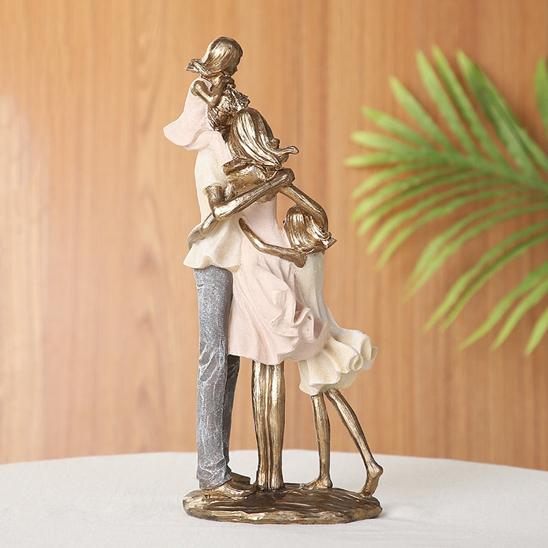 Holiday Family Sculpture Handmade Resin Parents Statue Daughter Gift Birthday Son Ornament Craft Room Decor Wedding Anniversary
