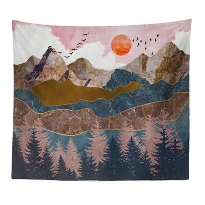 Japanese Style Wall Tapestry Abstract Painted Whale Sunset Mountain Forest Hippie Mandala Tapestry Landscape Wall Hanging Carpet