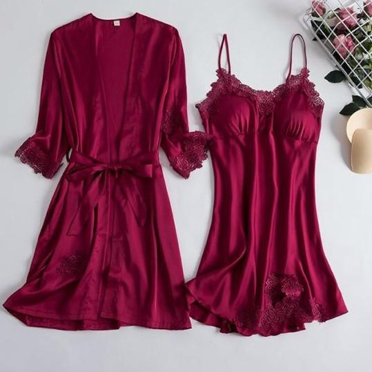 Sexy Print Bride Wedding Robe Set Soft Sleepwear Women Summer Satin Nightwear Bathrobe Homewear Sleep Set Short Nightdress