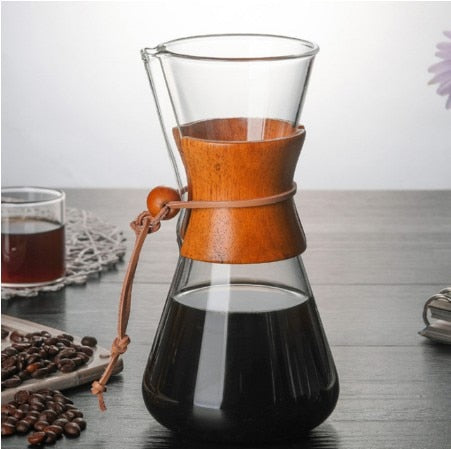 1 STÜCK 1000 ml Glas Kaffeekanne Dripper Moka Teekocher Kaffeemaschine Barista Werkzeuge Espresso Manueller Wasserkocher Teekanne mit Edelstahl