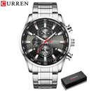 CURREN Herrenuhren Sportliche Luxus-Chronographen-Armbanduhren für Herren Quarz-Edelstahlband-Uhr mit Leuchtzeigern