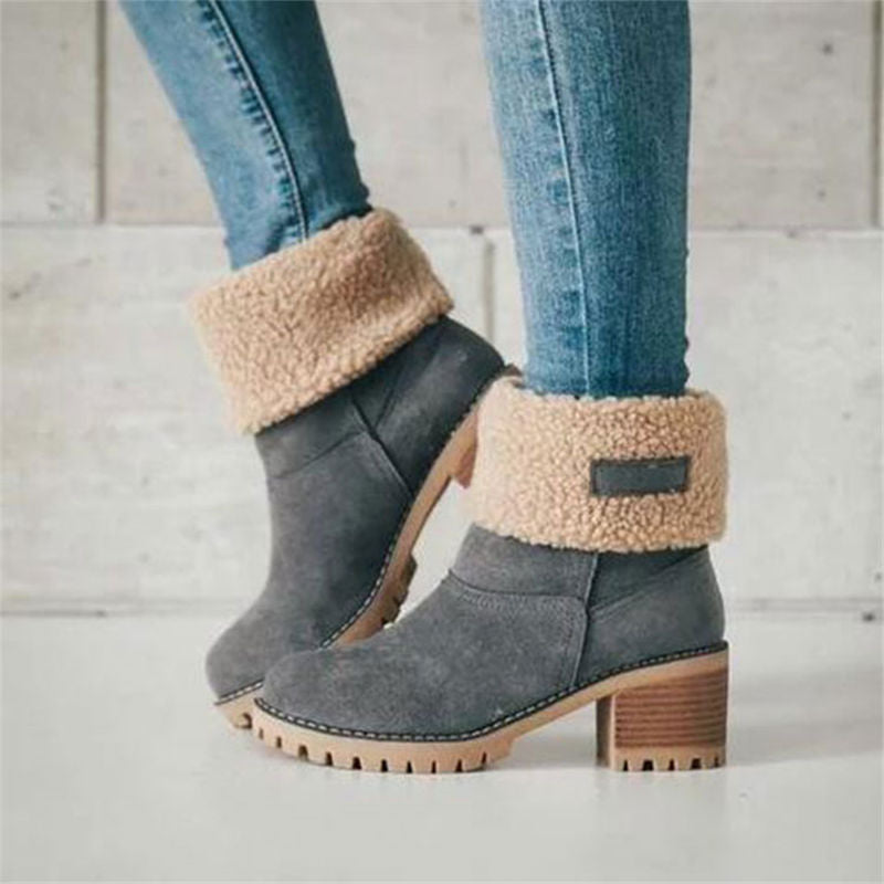 Frauen-Winter-Pelz-warme Schnee-Aufladungs-Damen-warme Wollbooties Ankle Boot Bequeme Schuhe plus Größe 35-43 Casual Women Mid Boots