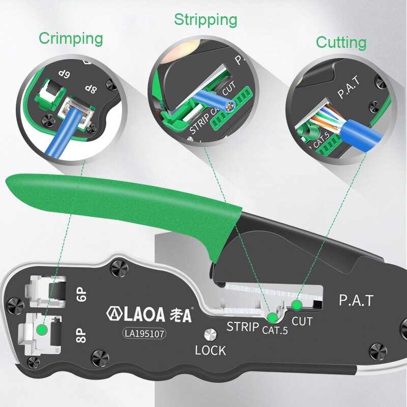 LAOA Crimping Pliers Crimper Network Tools Cable Stripper Wire Cutter Cutting Plier Terminal  Crimp Portable Tool