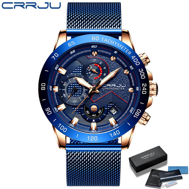 CRRJU 2021, nuevos relojes de moda para hombre con acero inoxidable, marca superior, cronógrafo deportivo de lujo, reloj de cuarzo para hombre, reloj Masculino