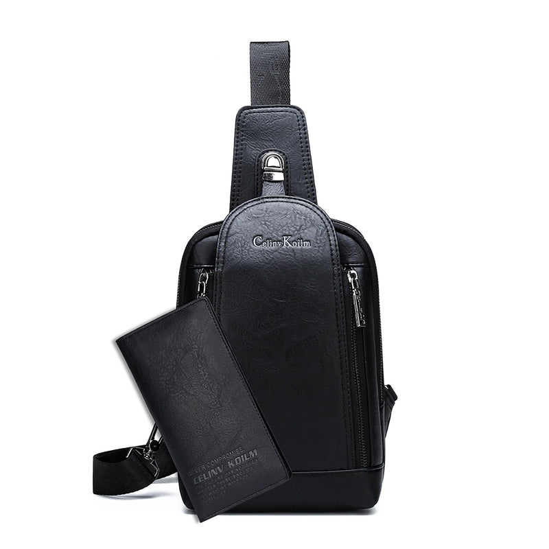 Celinv Koilm, bolso cruzado para hombre, bolso de pecho diario de gran tamaño, mochila de cuero dividido de gran capacidad de alta calidad, bolso bandolera para iPad