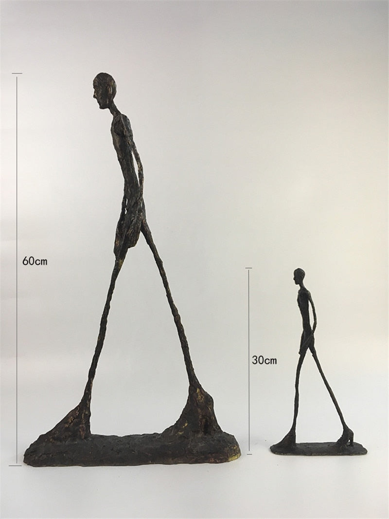 Giacometti Hot Handmade Crafts Brass Character Statue Walking Man Person Lone Walker Sculpture Home Decoration Office Decor