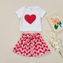 Neue Kleinkind Kinder Baby Mädchen Valentinstag Kleidung Langarm Liebe Herz Gedruckt Shirt Tops Tutu Rock 2 Stücke Outfits Set
