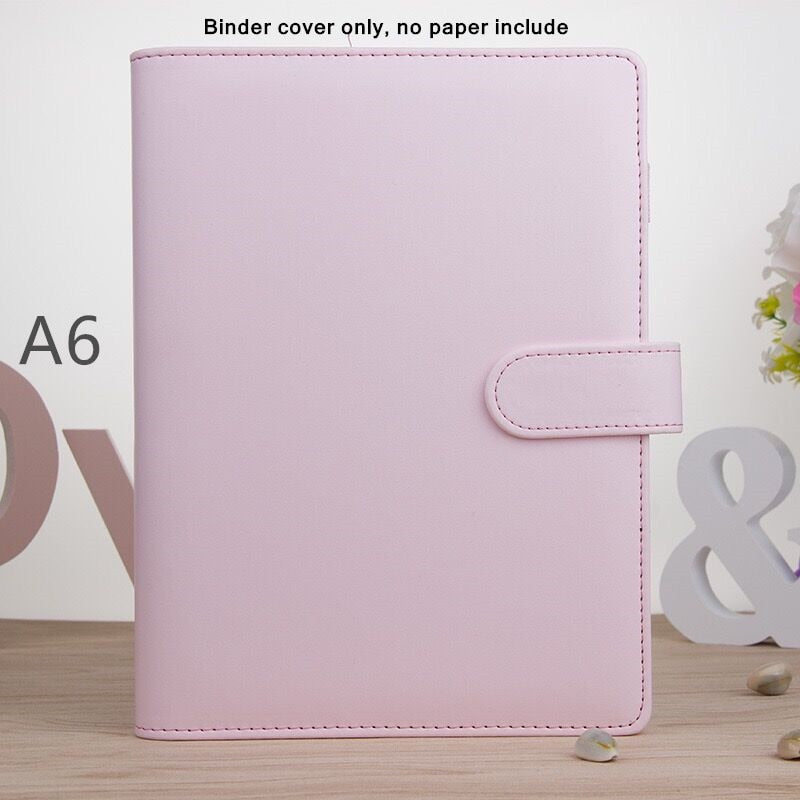 MINKYS Macaroon Color A6/A5 PU Leather DIY Binder Notebook Cover Diary Agenda Planner Bullet Cover School Stationery