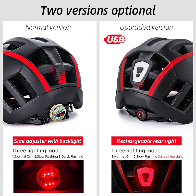 Victgoal casco de bicicleta LED montaña carretera USB recargable luz casco de ciclismo para hombre visera gafas hombres MTB bicicleta casco