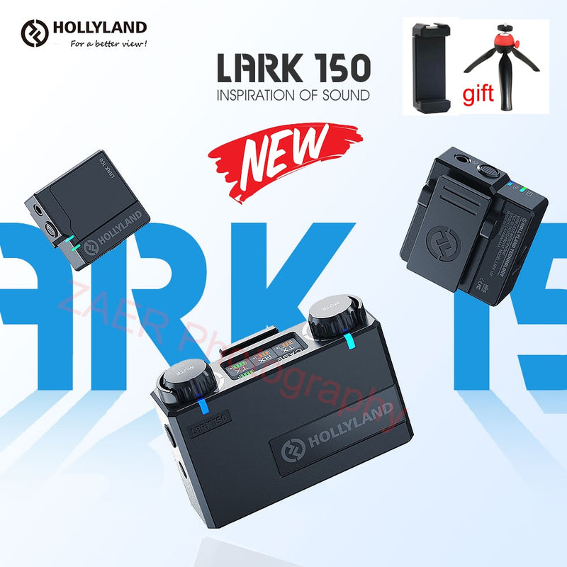 Hollyland LARK 150 Kabelloses Lavalier-Mikrofon 2,4 GHz 3350 mAh Ladebox für Kamera für iPhone Android Smartphone LARK150 Mic