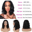 Uneed Körperwelle Lace Front Echthaar Perücken Remy Brasilianisches Haar Körperwelle Perücke Kurz 13X4 Lace Front Perücken Bob Lace Closure Perücken