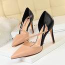Mode-süße High Heel-Schuhe im koreanischen Stil Damen High Heels Shallow Mouth Pointed Mixed Colors A-Linie mit dünnen Stöckelschuhen