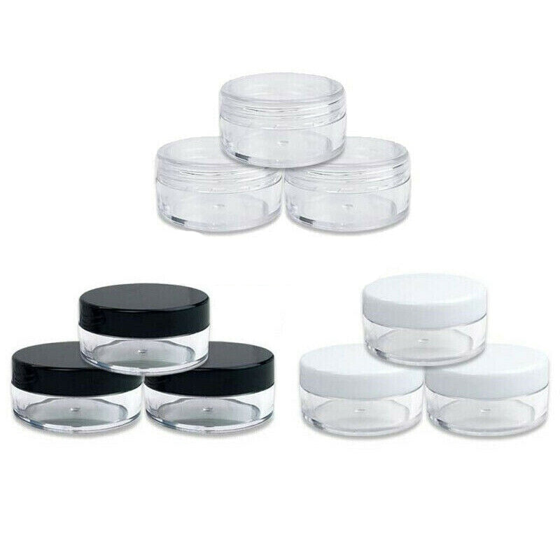 100 Uds 2g/3g/5g/10g/15g/20g tarros de plástico transparente vacíos para cosméticos contenedor de maquillaje botella de loción viales crema facial caja de Gel de muestra