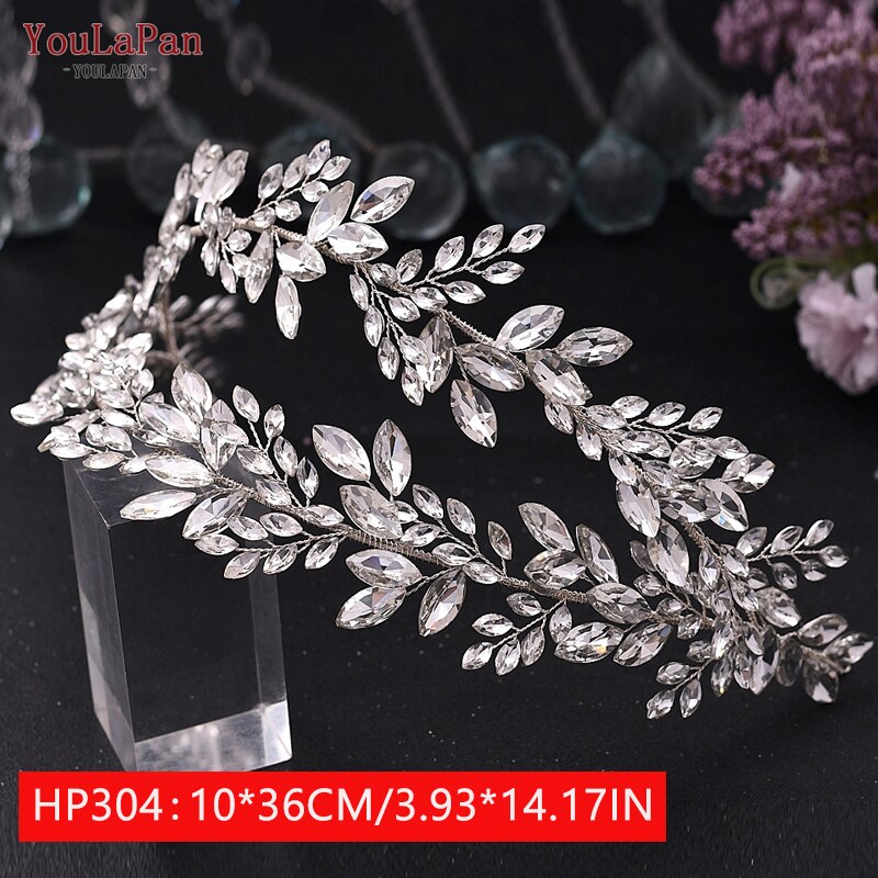 YouLaPan HP312 Bridal Hair Pieces Bridemaids Head Pieces Crystal Headbands for Women Jeweled Hair Accessories Rhinestone Tiara