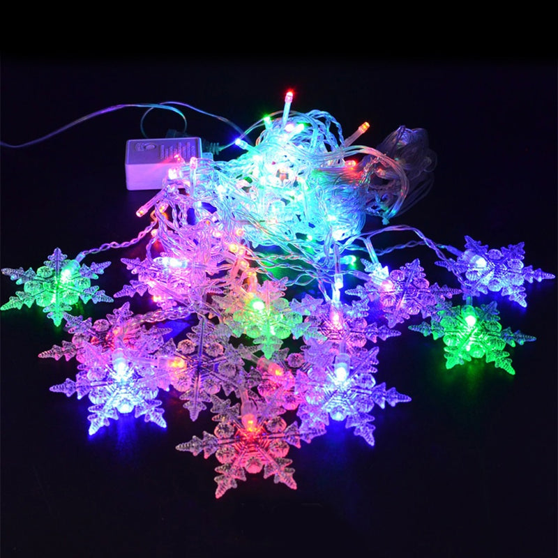 Outdoor Xmas Snowflake LED String lights Flashing Lights Curtain Light Waterproof Holiday Party Connectable Wave Fairy Light D30