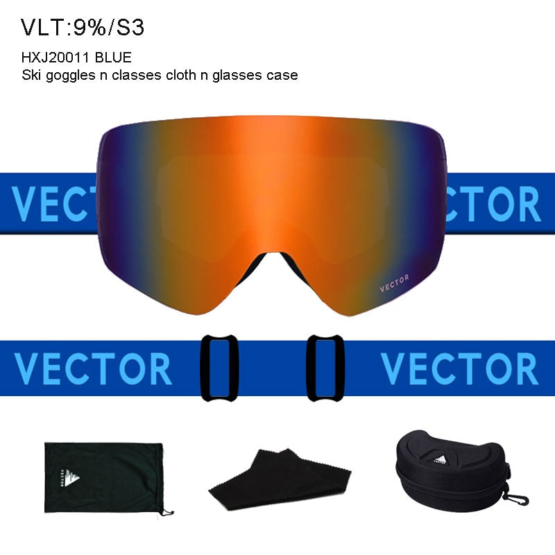 Gafas de esquí OTG, máscara de Snowboard para hombres y mujeres, gafas de esquí UV400, protección contra la nieve sobre gafas para adultos, doble antivaho cilíndrico