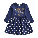 VIKITA Mädchen Baumwollkleid Kinder Cartoon Applizierte Vestidos Kinder Freizeitkleidung Kleidung Mädchen Langarm Patchwork Kleider