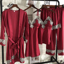 Albornoz Kimono Sexy para mujer, camisón de satén, ropa para el hogar, ropa interior de retazos de encaje sedoso, camisón de lencería íntima, ropa de dormir