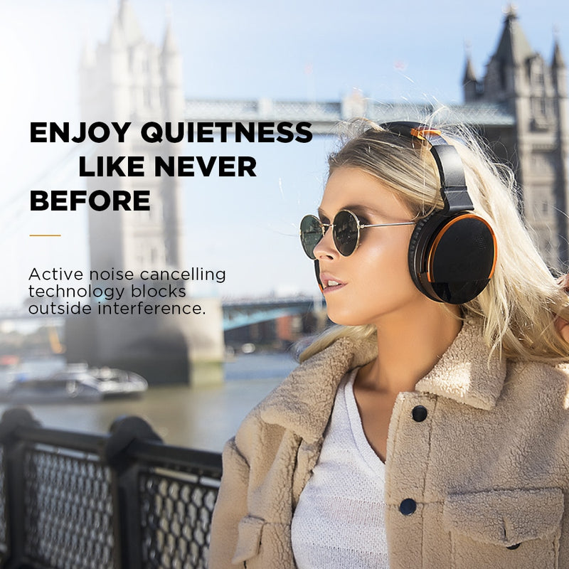 COWIN E8 [Upgraded] Active Noise Cancelling Bluetooth Headphone Deep Bass Wireless Headset Over Ear with Microphone for Phone