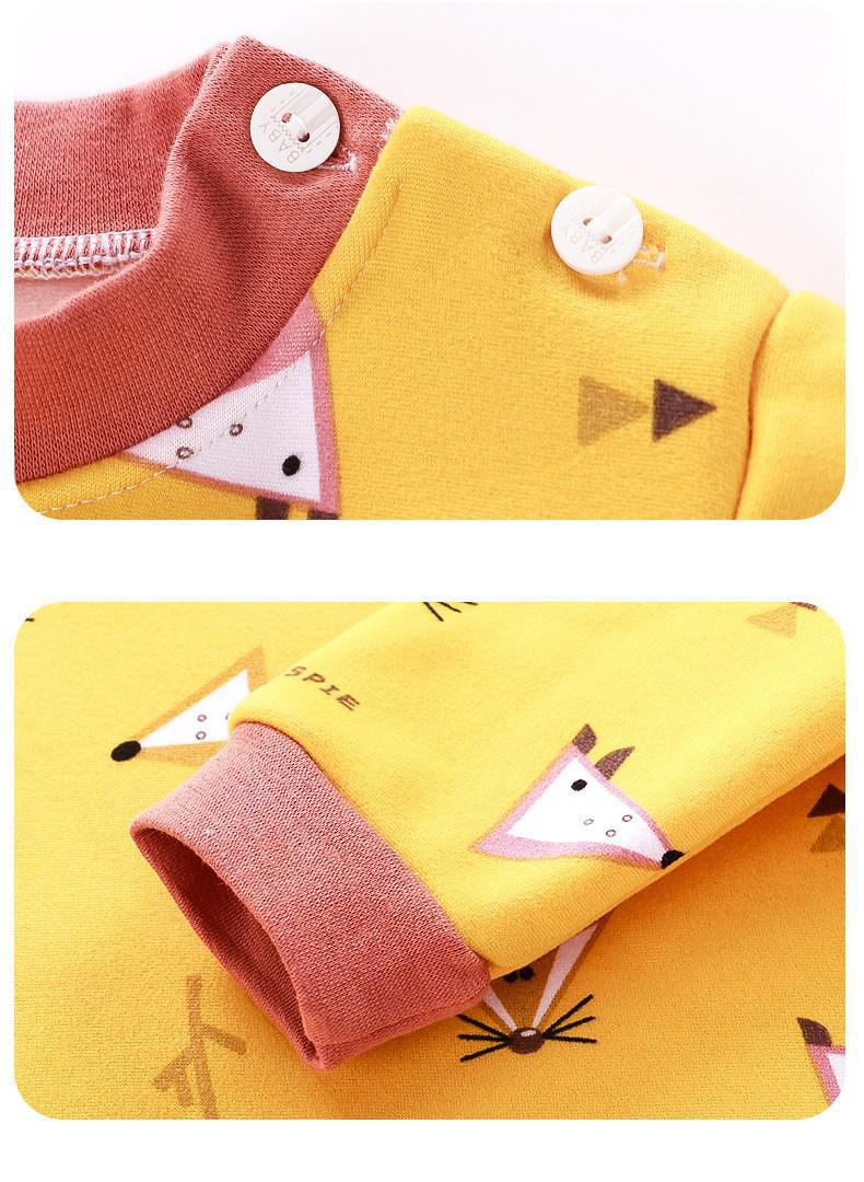 Conjunto de ropa interior térmica para niños 6t ropa de dibujos animados para niños otoño invierno cálido más pantalones gruesos de terciopelo pijama térmico para niñas